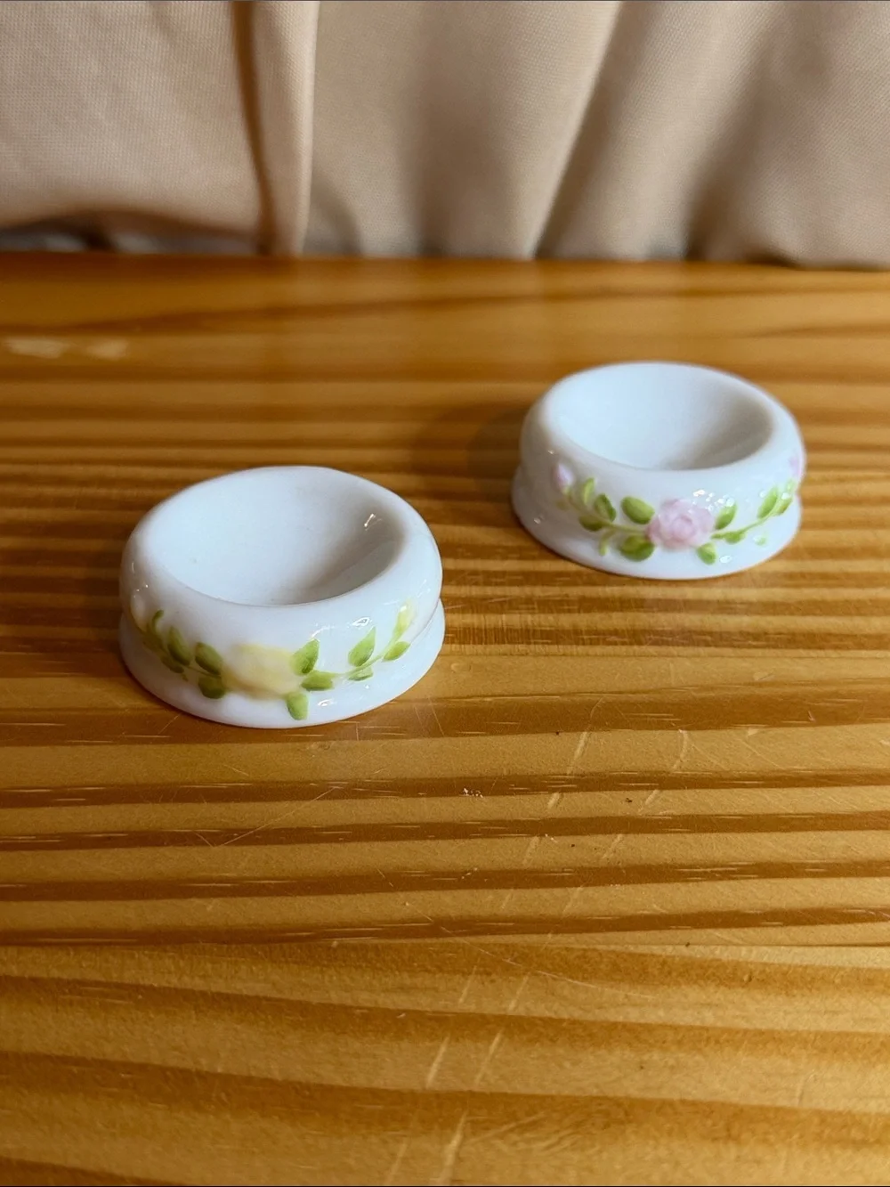 Ebeling & Reuss Hand-Painted Milk Glass Salt Cellars / Dips - Set of 2